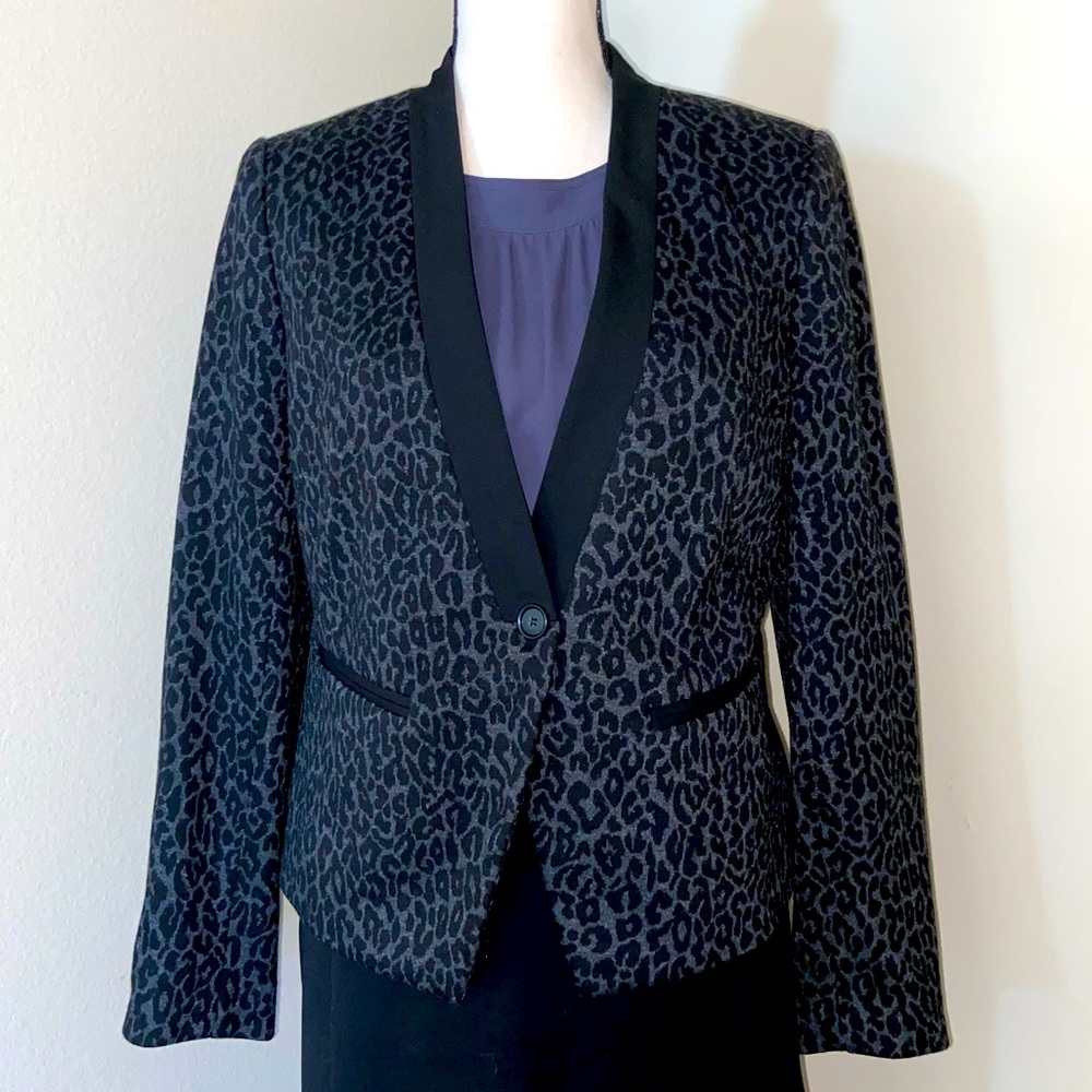 LOFT Leopard Print Collarless Blazer